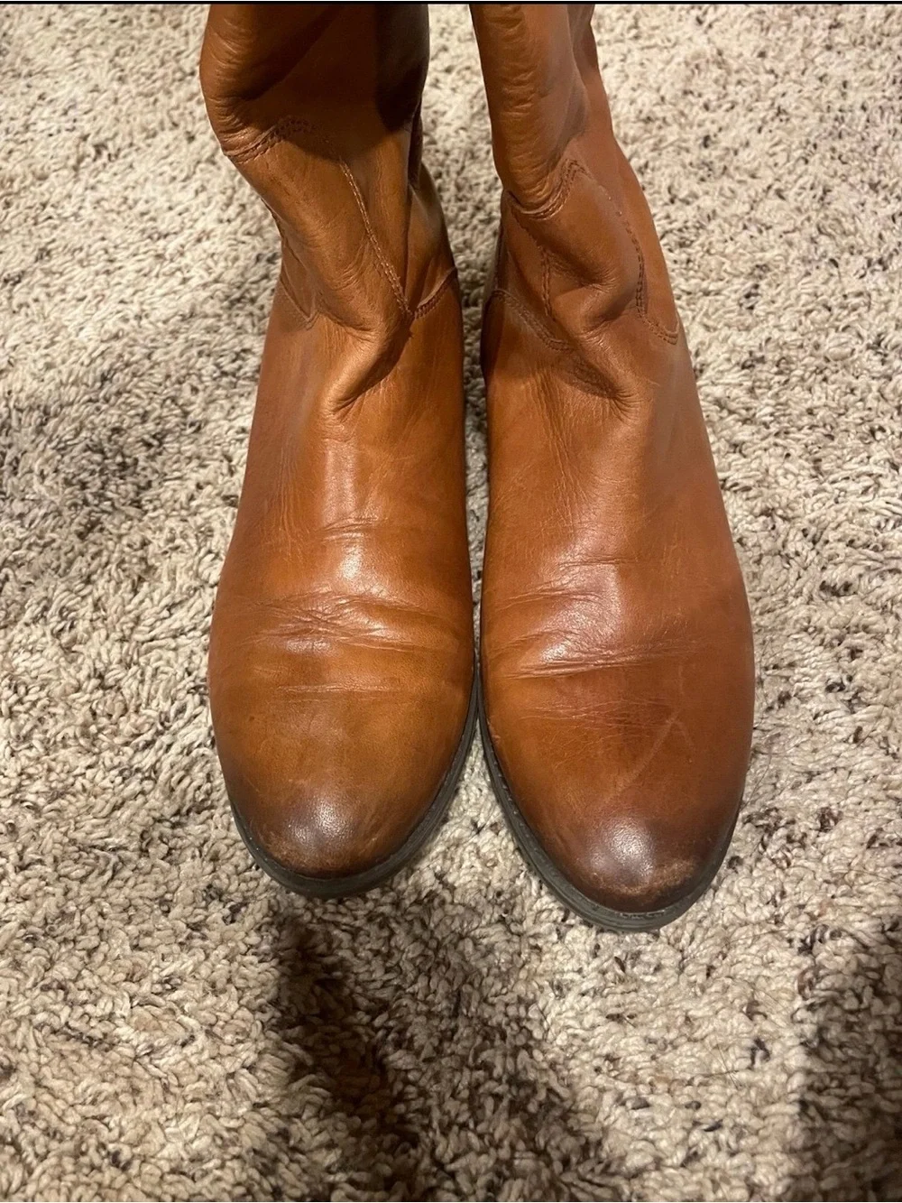 Sam Edelman Penny Tall Leather Riding Boots in Whiskey Brown